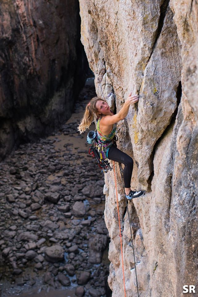 Roz Trad Climbing on a Seacliff