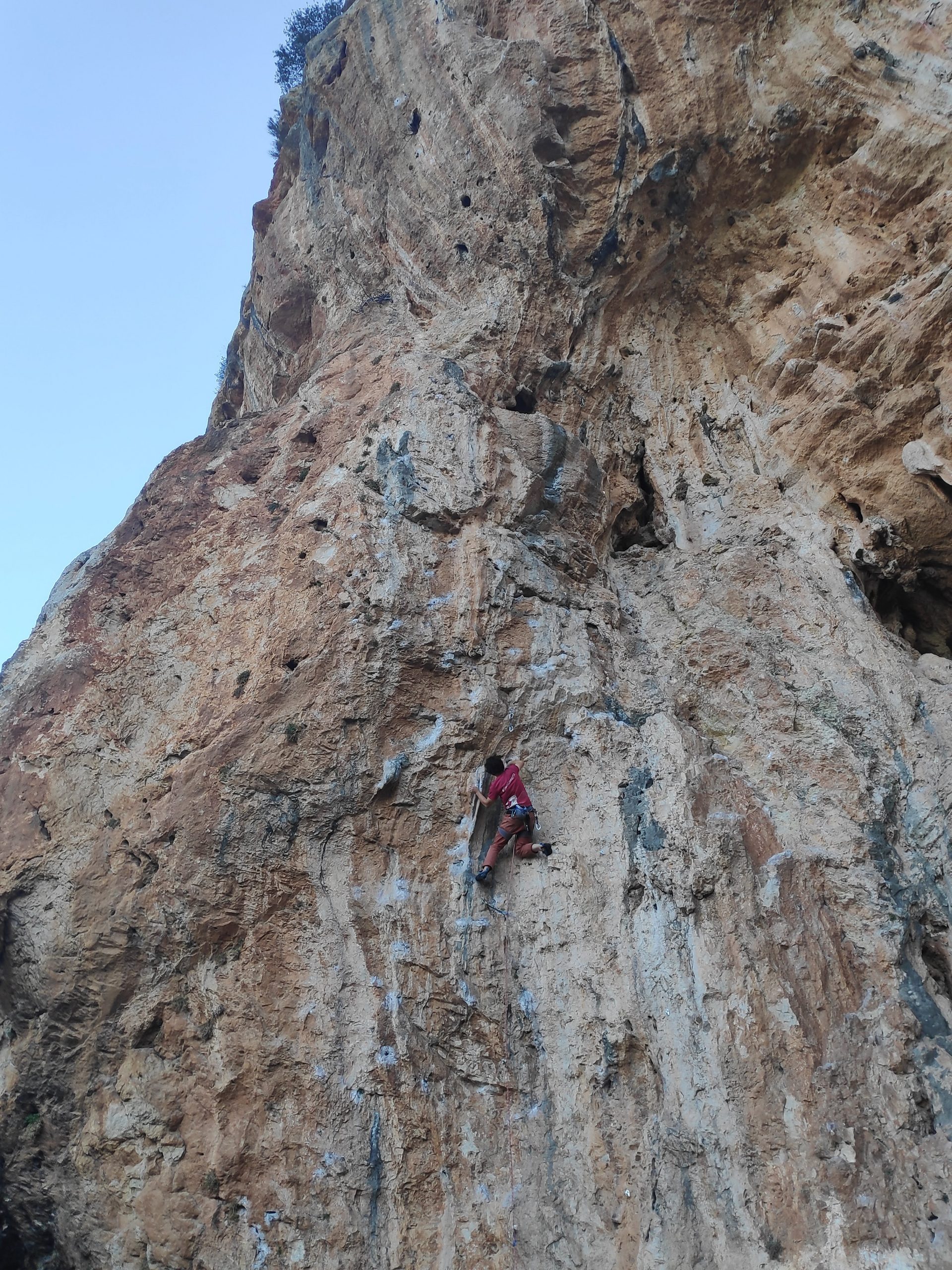 Jo leading a route in El Chorro